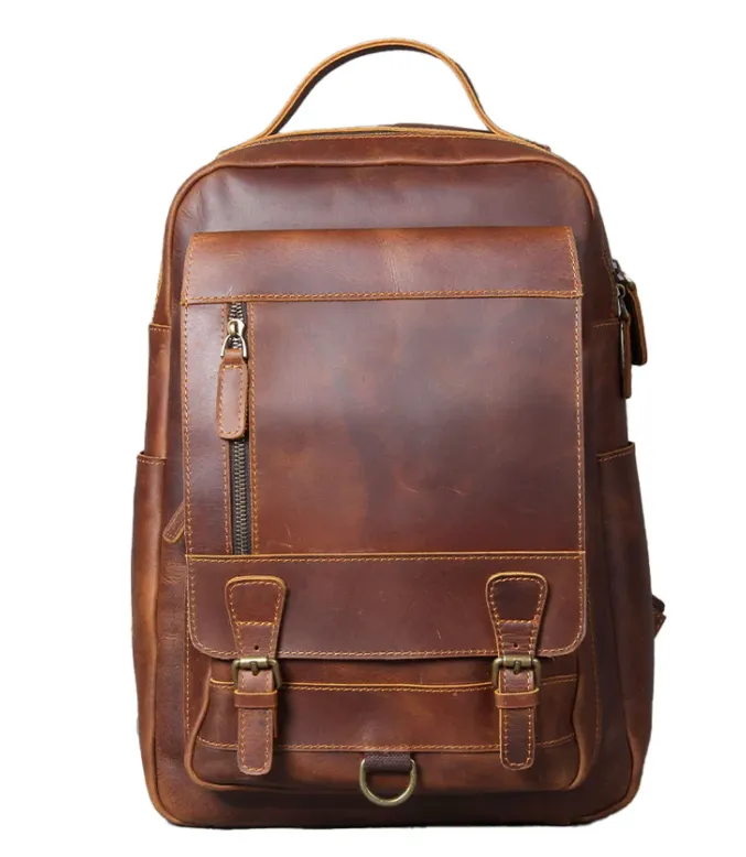 Tan Leather Backpack | Caribbean Sea