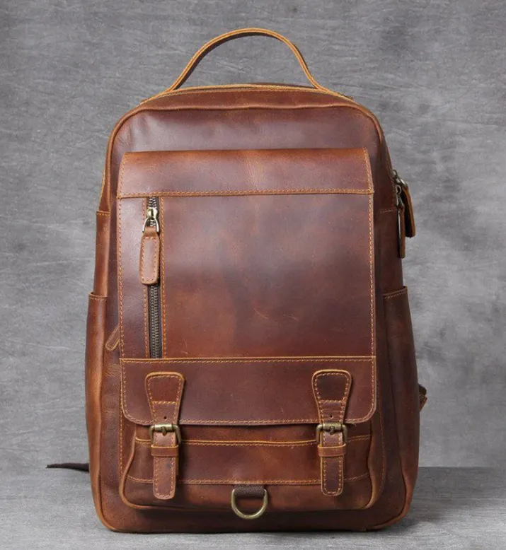 Tan Leather Backpack | Caribbean Sea
