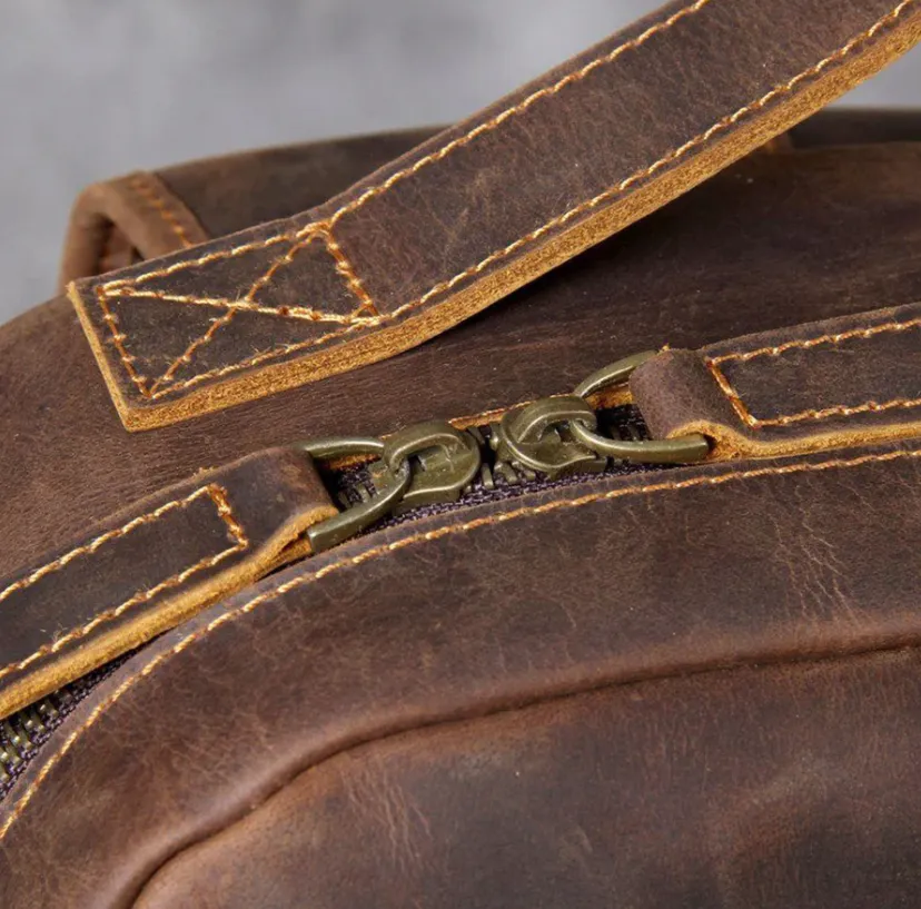 Tan Leather Backpack | Caribbean Sea