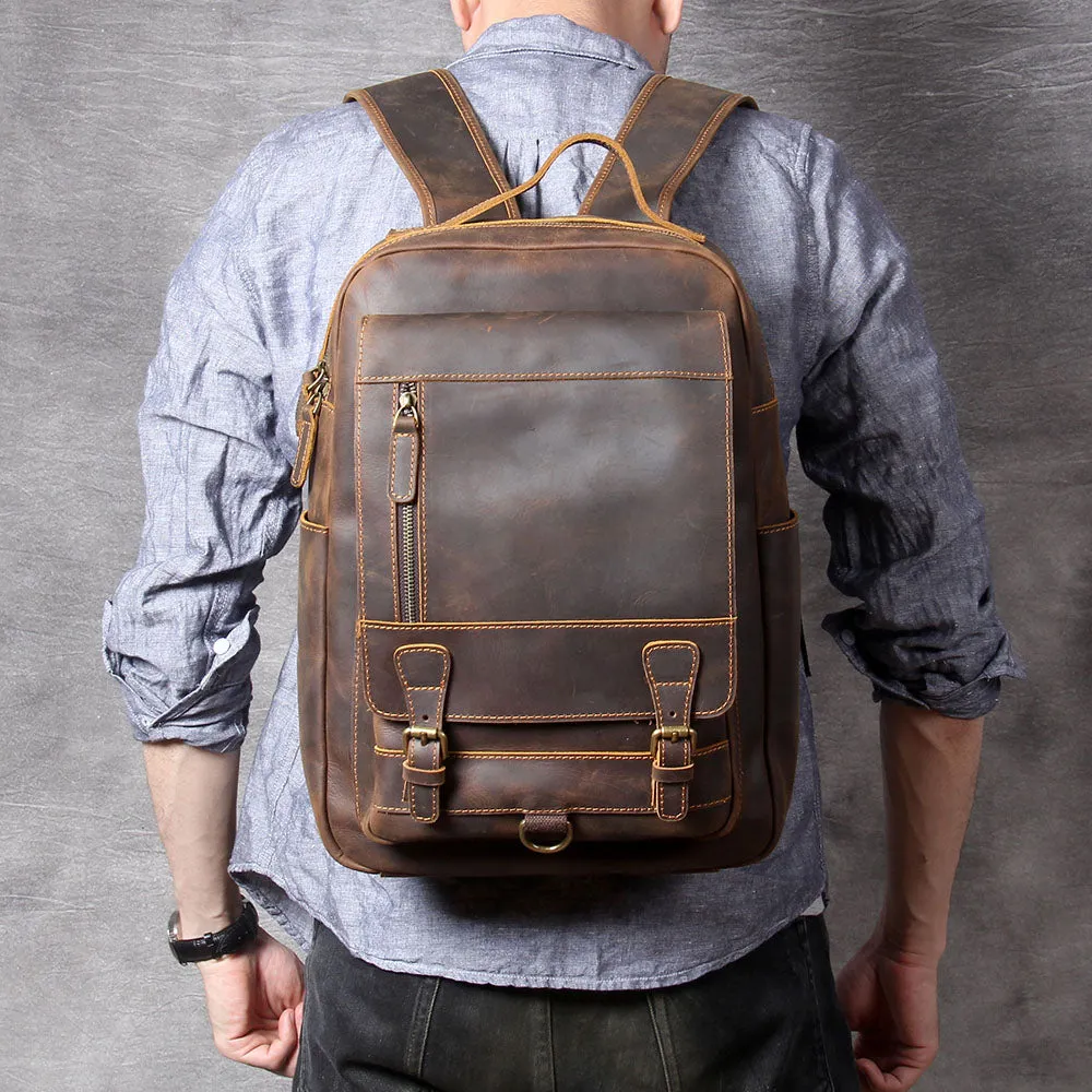 Tan Leather Backpack | Caribbean Sea