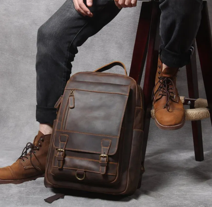 Tan Leather Backpack | Caribbean Sea