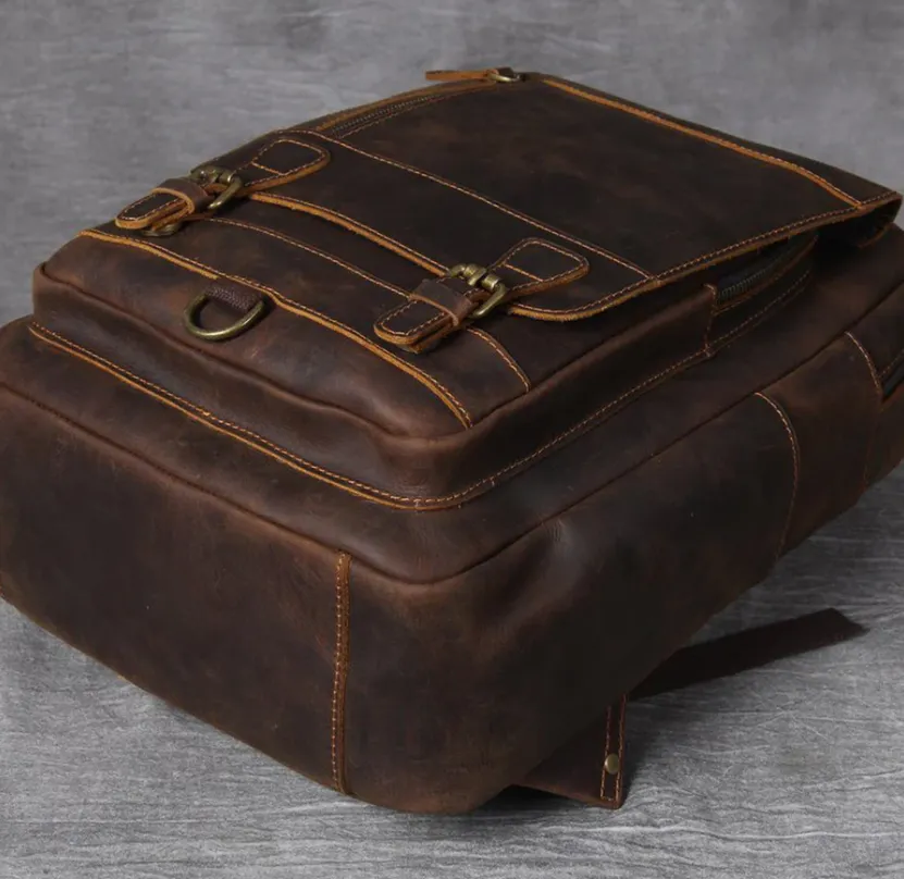 Tan Leather Backpack | Caribbean Sea