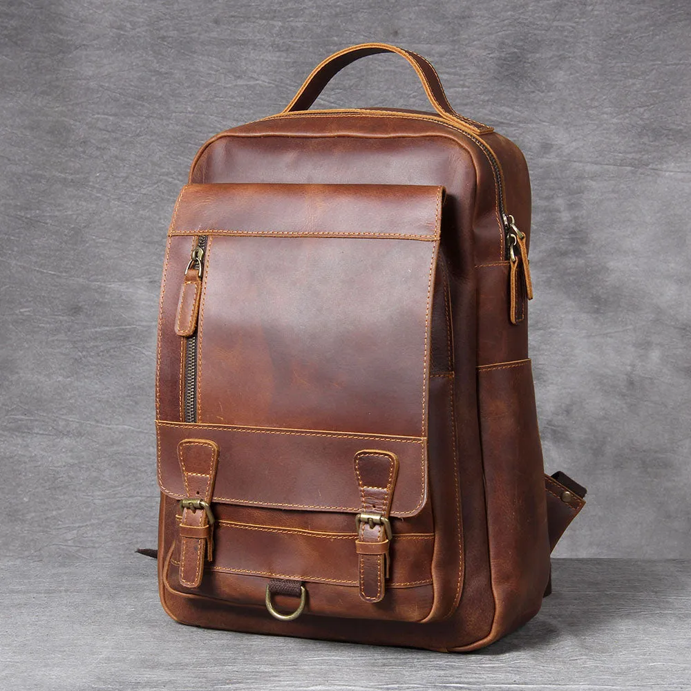 Tan Leather Backpack | Caribbean Sea
