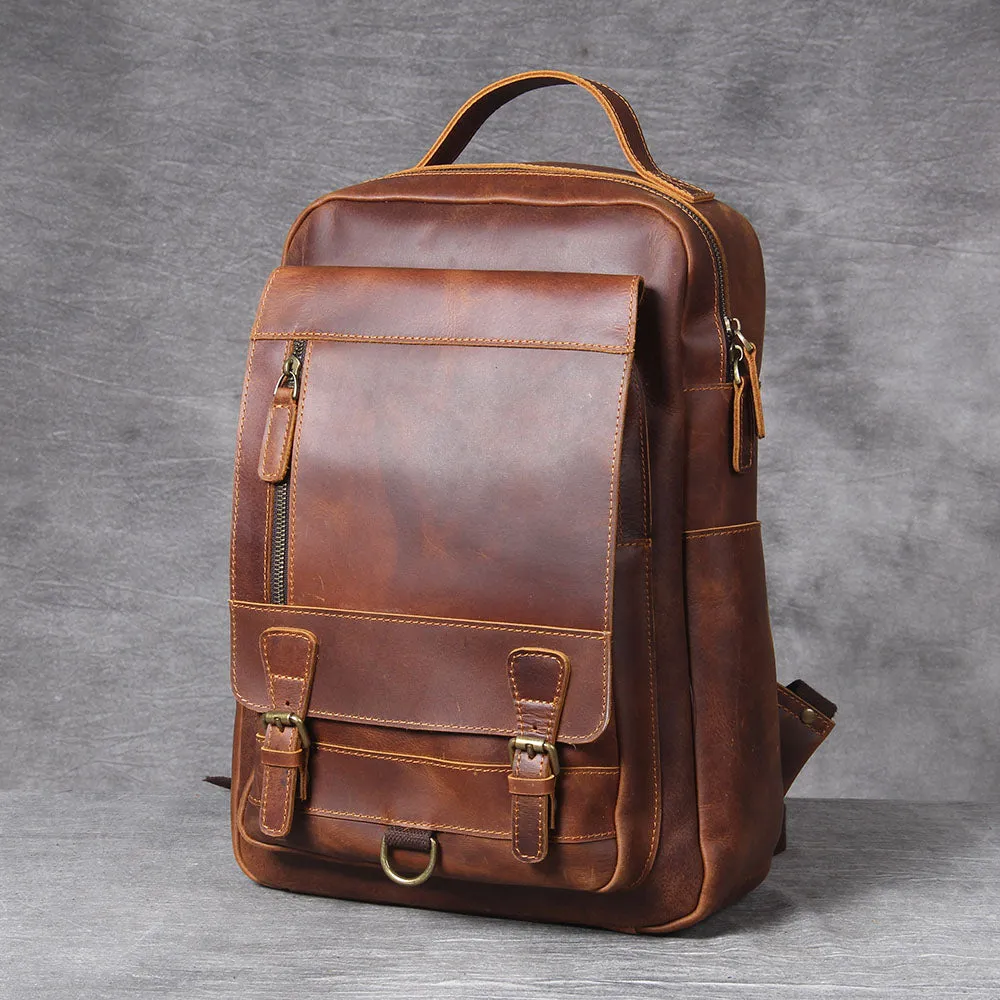 Tan Leather Backpack | Caribbean Sea