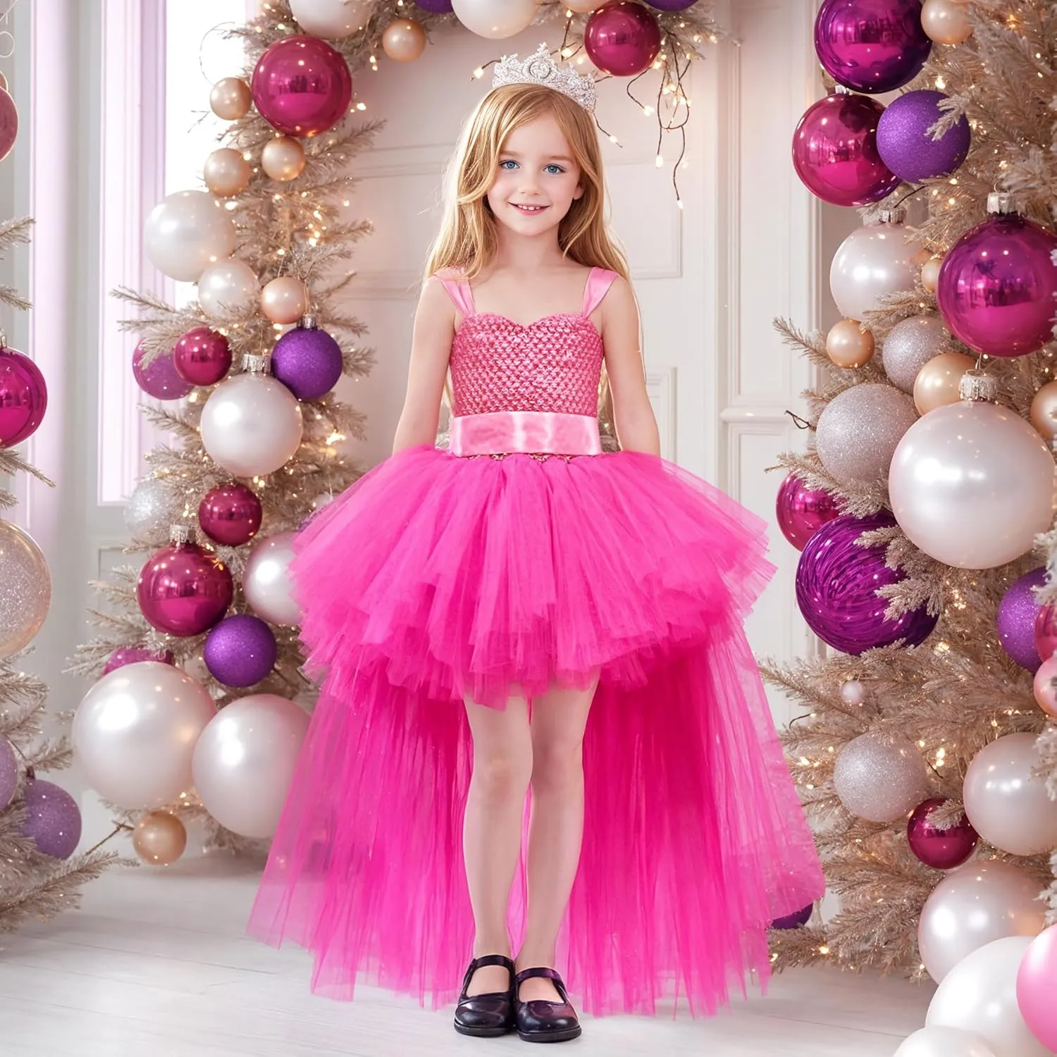 Tao-Ge Christmas Tutu Dress for Girls Tulle Dresses Fairy Princess Dress for Kids Toddler Little Girl Birthday Party Outfit