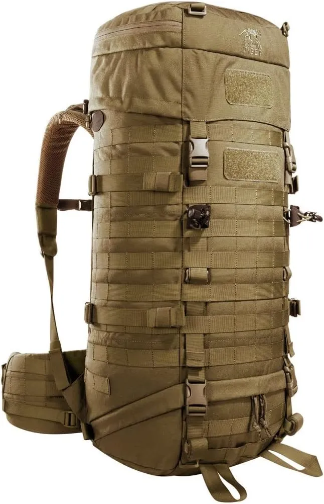 Tasmanian Tiger TT Base Pack 52 Modular Expandable Backpack 52 L to 65 L Volume Trekking Backpack with Molle System and Removable Waist Belt Coyote Brown