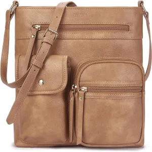 Telena Crossbody Purses for Women Medium PU Leather Shoulder Bag with Multi Pocket for Women