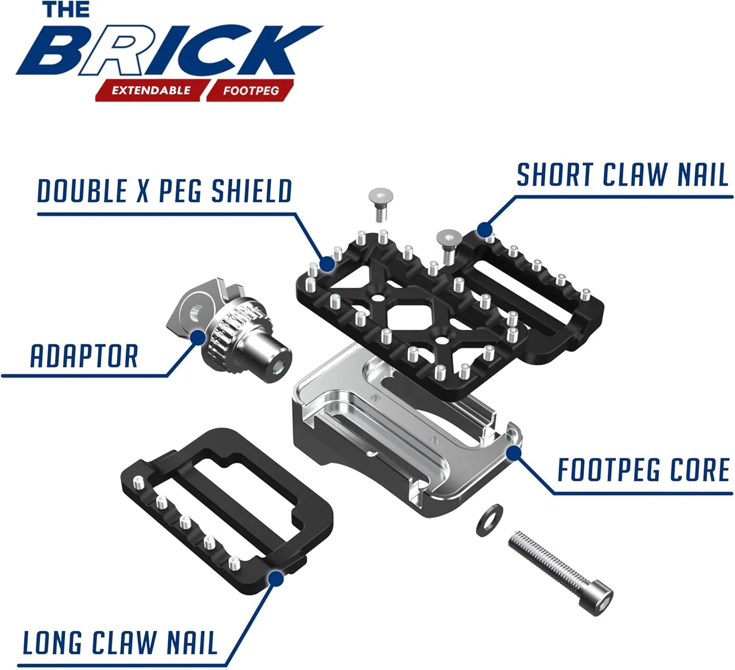 The Brick Series- Foot Pegs Set (2 Side Pack) (Surron-Light Bee, Silver/Black-Nail)