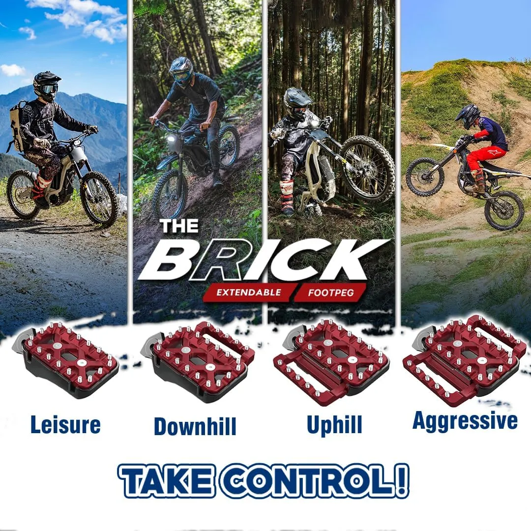 The Brick Series- Foot Pegs Set (2 Side Pack) (Surron-Light Bee, Silver/Black-Nail)