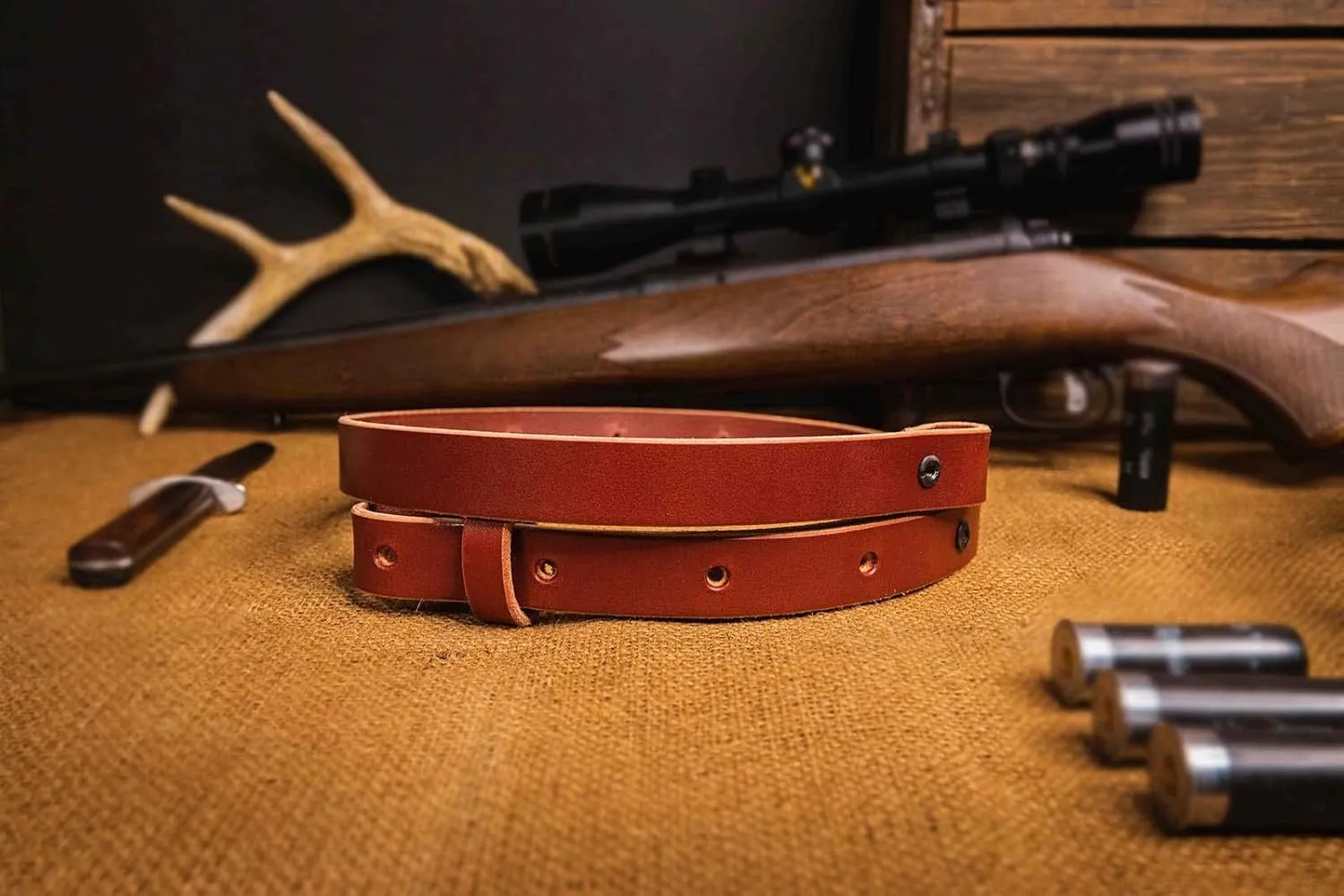 The Hunter -1" Wide Leather Rifle Sling by Nohma Leather
