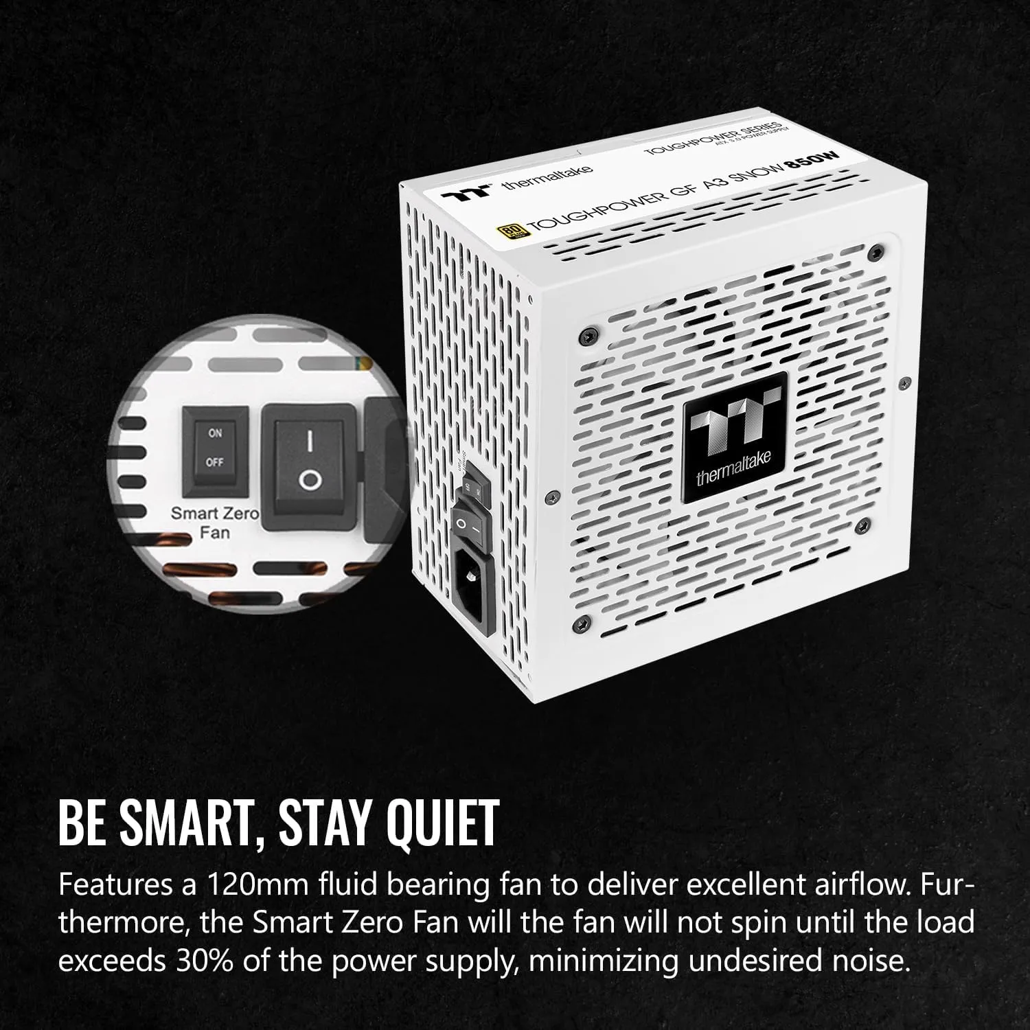 Thermaltake Toughpower GF A3 Snow Edition 850W 80  Gold Full Modular SLI/Crossfire Ready ATX 3.0 Power Supply; PCIe Gen.5 450W 12VHPWR Connector Included; PS-TPD-0850FNFAGU-N; 10 Year Warranty