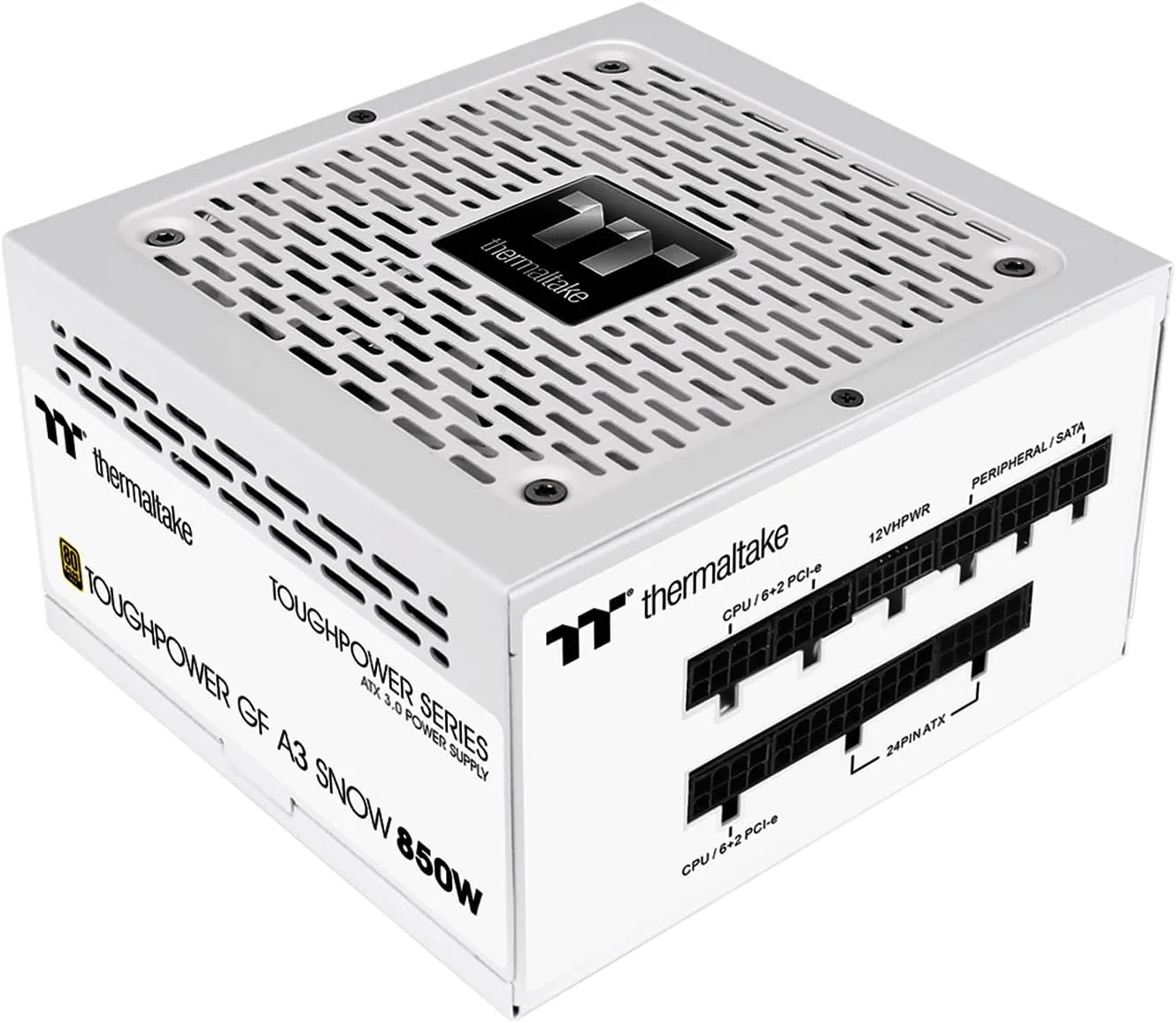 Thermaltake Toughpower GF A3 Snow Edition 850W 80  Gold Full Modular SLI/Crossfire Ready ATX 3.0 Power Supply; PCIe Gen.5 450W 12VHPWR Connector Included; PS-TPD-0850FNFAGU-N; 10 Year Warranty