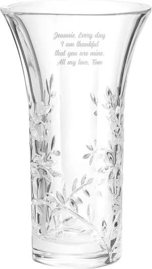 Things Remembered Vera Wang Engraved Crystal Leaf Vase (Free Customization)