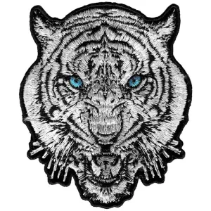 Tiger Head Embroidered Patch 9x8 - High-Quality Iron-On Design