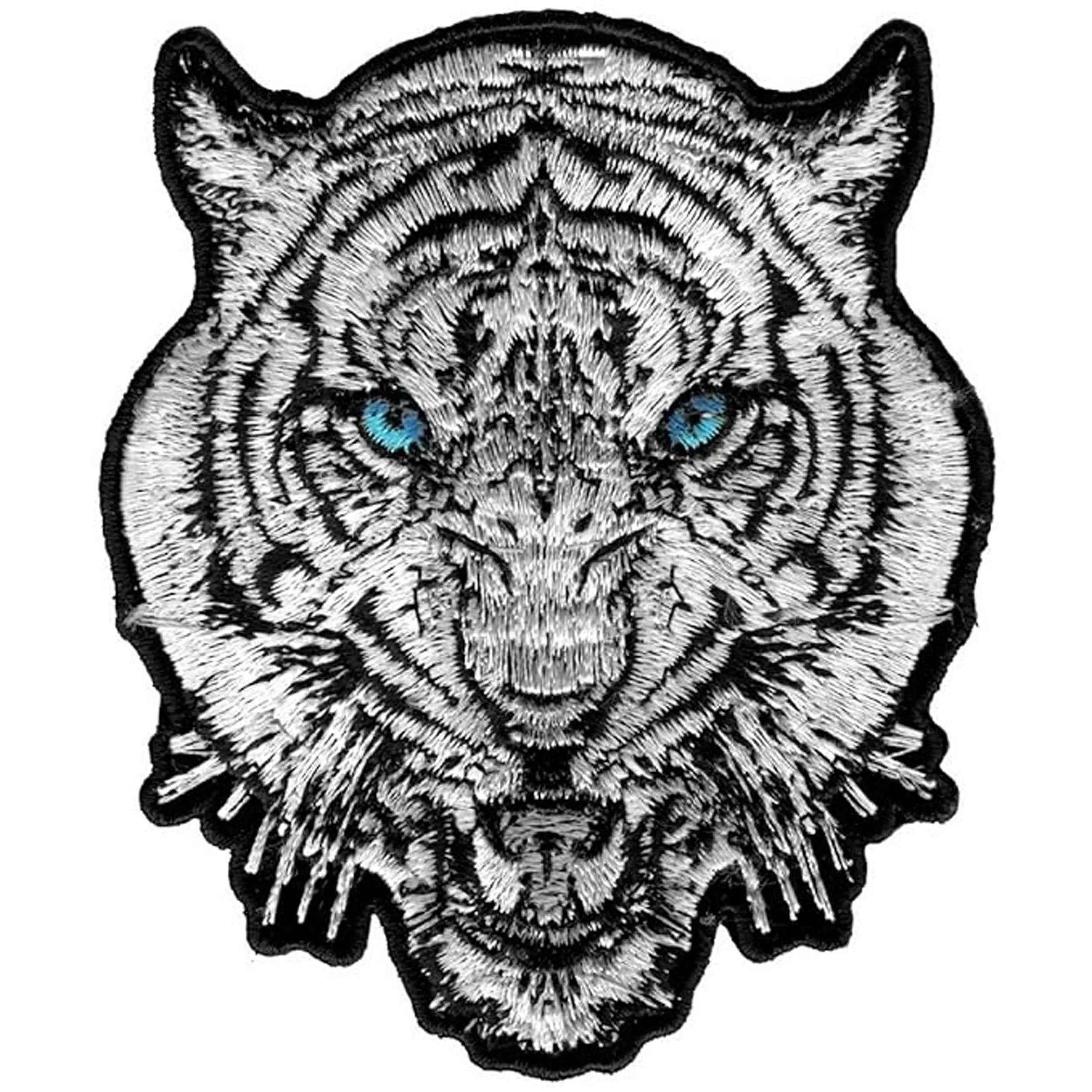 Tiger Head Embroidered Patch 9x8 - High-Quality Iron-On Design