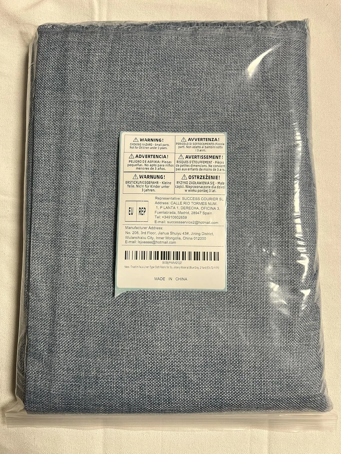 TinaKim Faux Linen Type Cloth Fabric for Sofa Chair Upholstery Material (Blue Gray, 2 Yard (57x 72 inch))