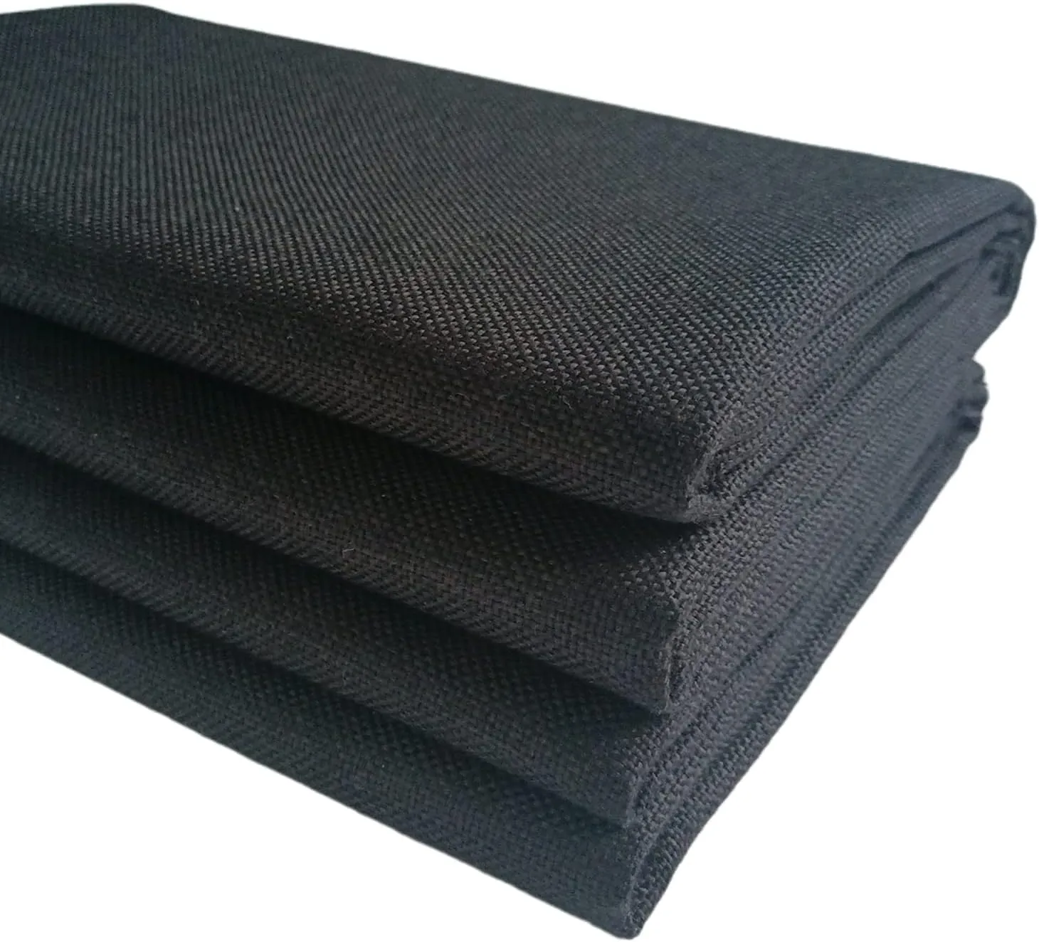 TinaKim Faux Linen Upholstery Fabric, for Chairs Couch Settee Cover Material (Black, 2 Yard (57x 72 inch))