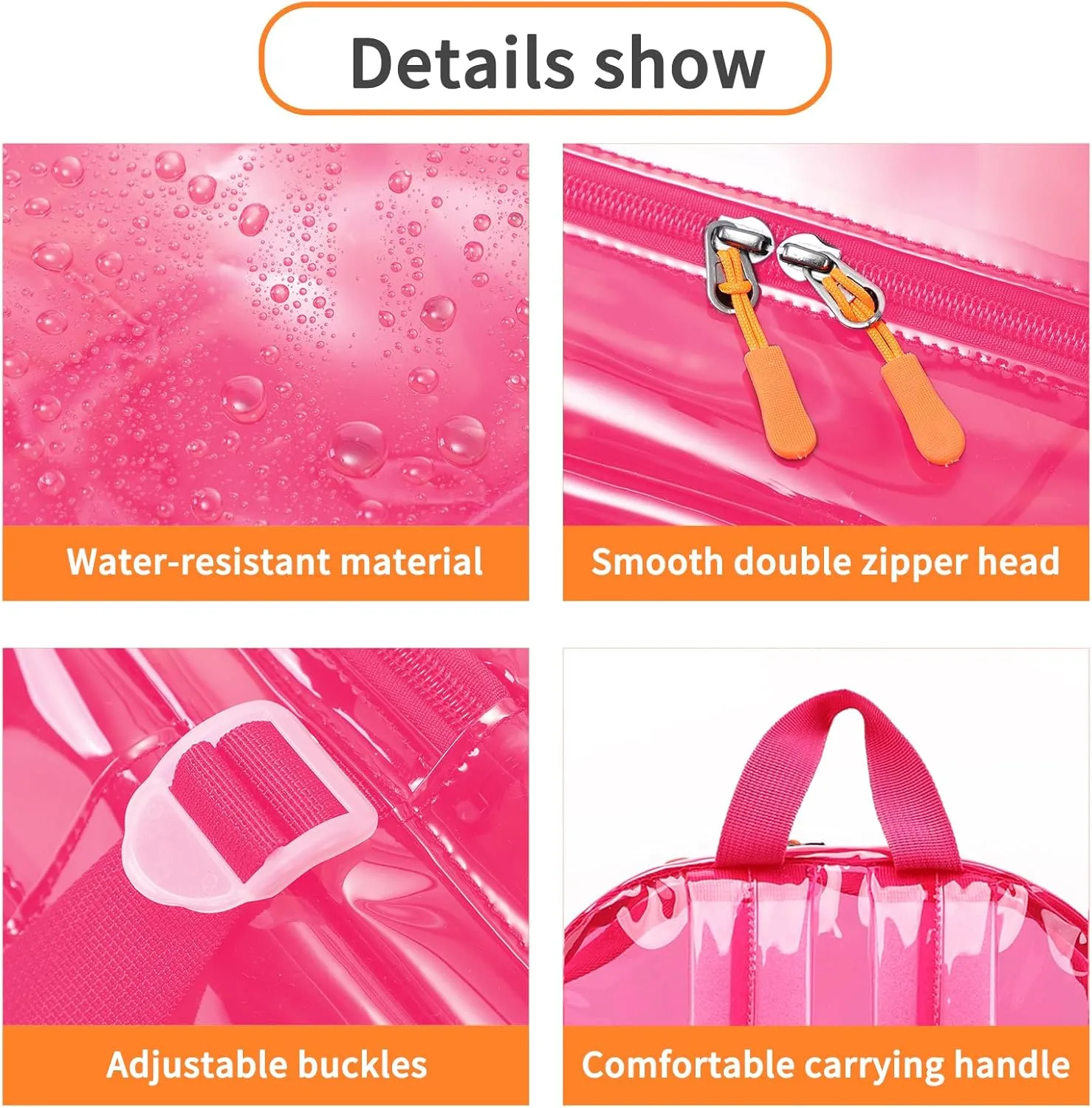 TINYAT Heavy Duty Transparent Clear backpack See Through Large Capacity Clear Bag for college, Concerts, Sports, Travel