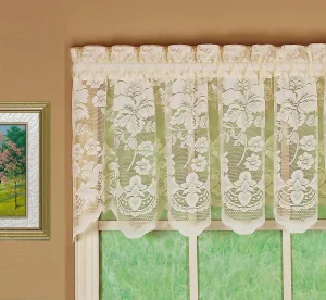 Today's Curtain Floral Vine Lace Tailored Valance 18", Ivory, 60W x 18L