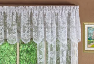 Today's Curtain Floral Vine Lace Tailored Valance 18", White, 60W x 18L