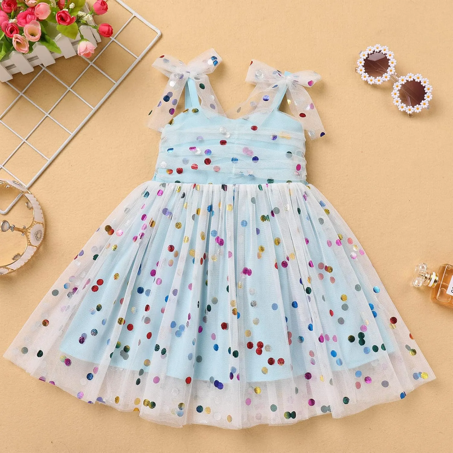 Toddler Baby Tutu Dress Sleeveless Tulle Dress First Birthday Cake Smash Pageant Clothes for Photo Shoot