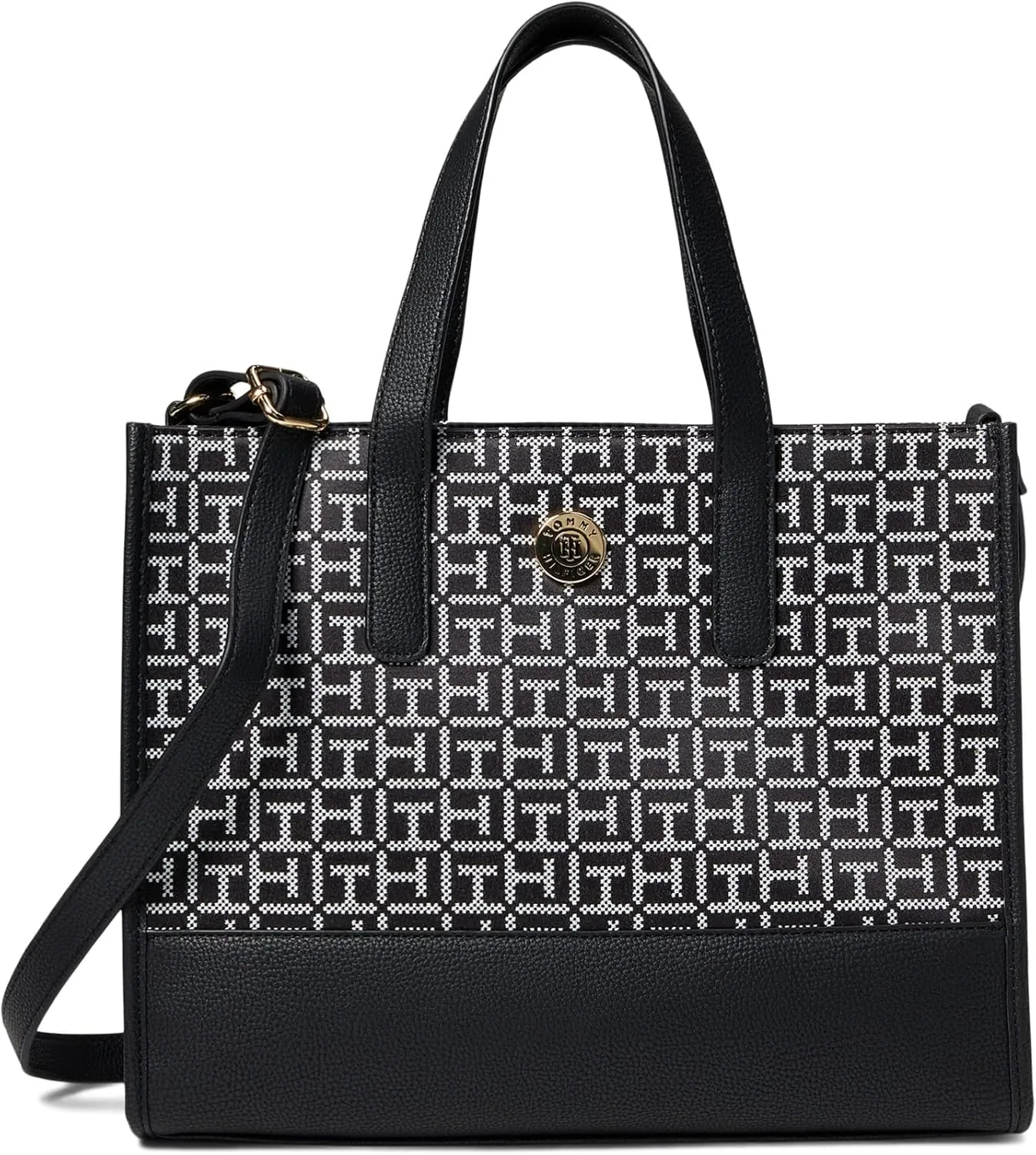 Tommy Hilfiger Mercer II Convertible Shopper Square Monogram Jacquard Black/White One Size