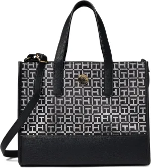 Tommy Hilfiger Mercer II Convertible Shopper Square Monogram Jacquard Black/White One Size