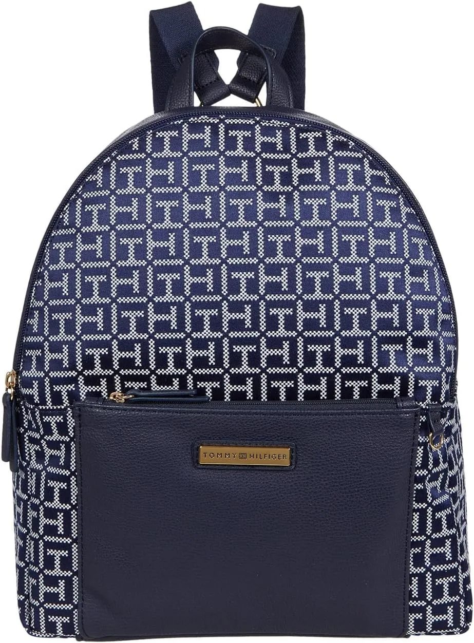 Tommy Hilfiger Naomi II Dome Backpack with Pouch Square Monogram Jacquard Navy/White One Size