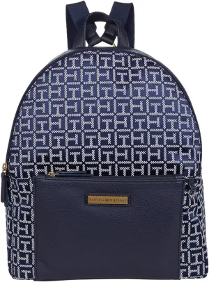 Tommy Hilfiger Naomi II Dome Backpack with Pouch Square Monogram Jacquard Navy/White One Size