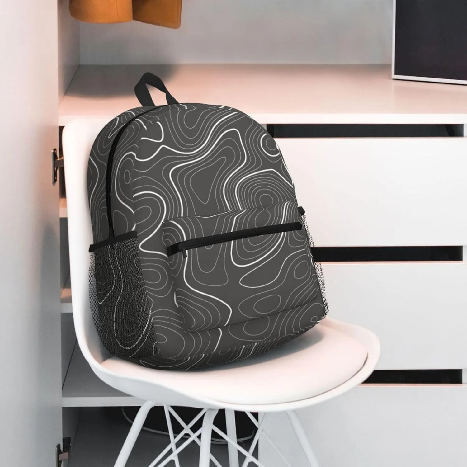 Topography Contour Map Backpack, Travel Laptop Backpack Computer Bag Rucksack for Men Women Business Work Fits 15.6 Inch Notebook