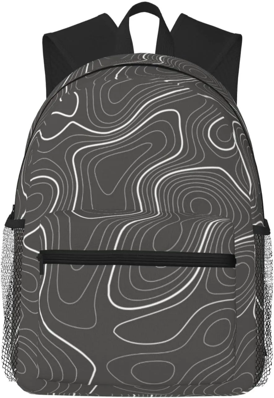 Topography Contour Map Backpack, Travel Laptop Backpack Computer Bag Rucksack for Men Women Business Work Fits 15.6 Inch Notebook