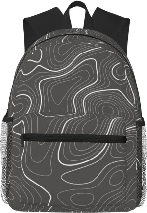 Topography Contour Map Backpack, Travel Laptop Backpack Computer Bag Rucksack for Men Women Business Work Fits 15.6 Inch Notebook