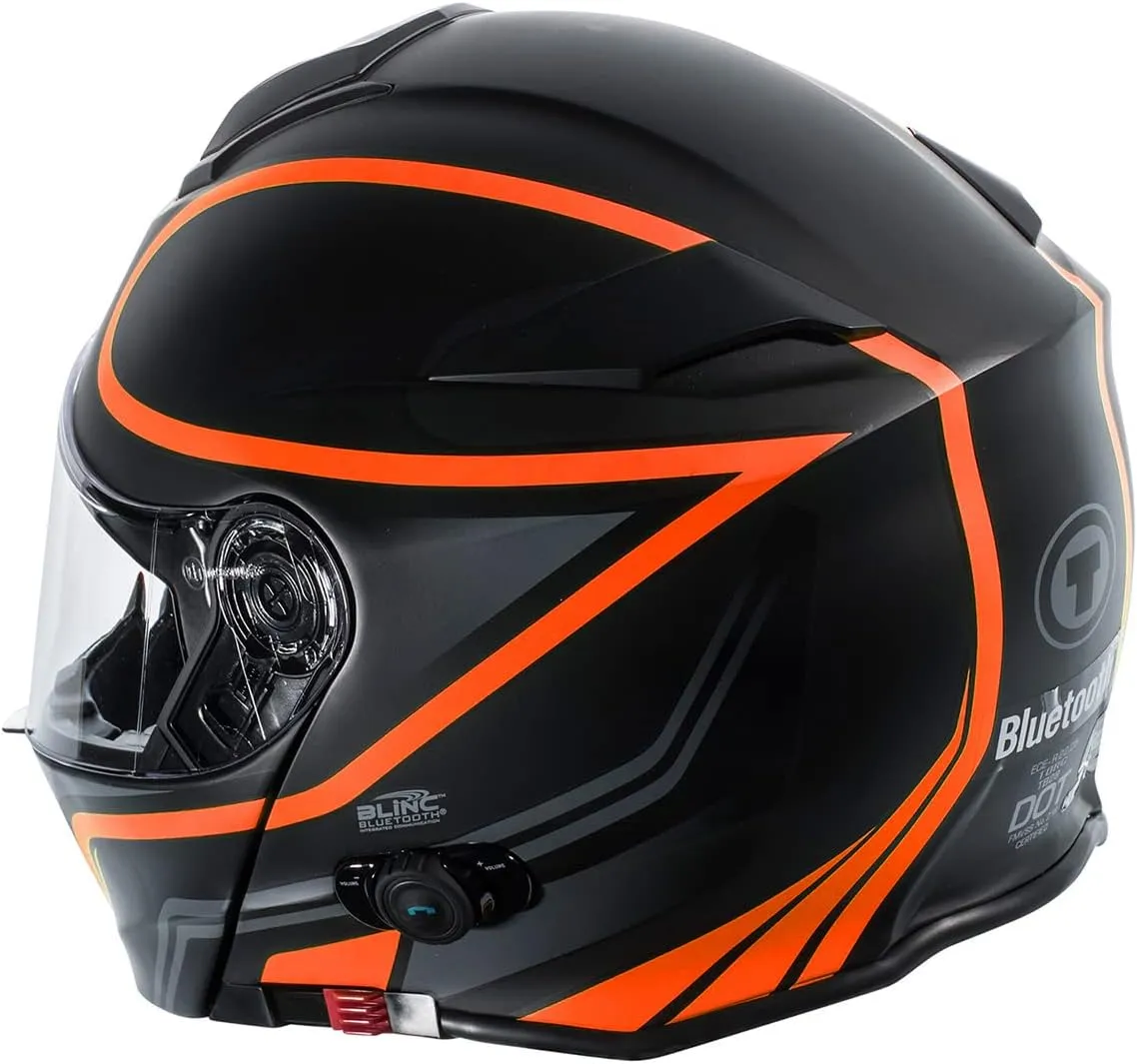 TORC T28B Blinc Wireless Integrated Full Face Motorcycle Helmet DOT & ECE Approved