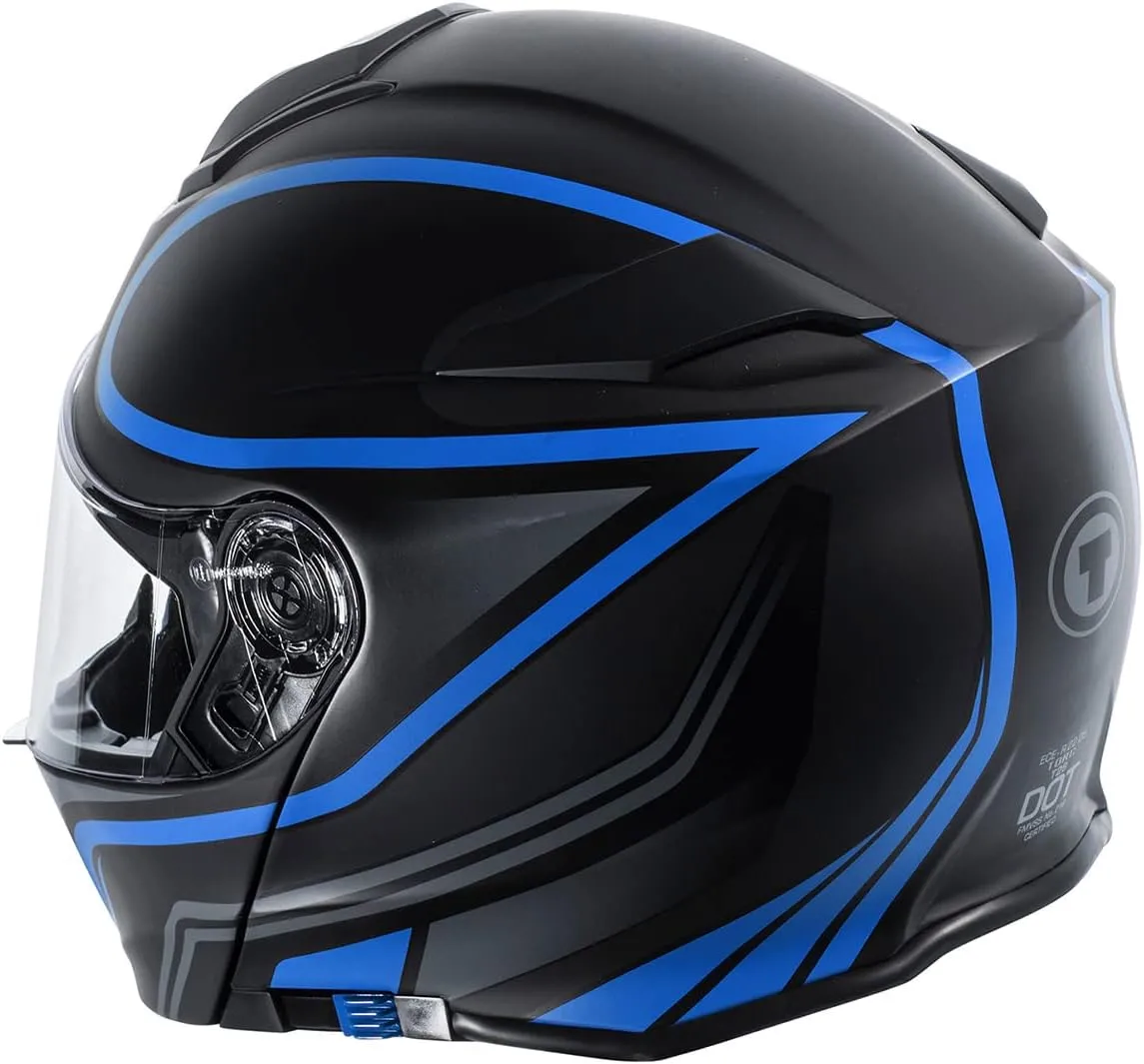 TORC Unisex-Adult Flip-Up Motorcycle Helmet Matte Blue Large