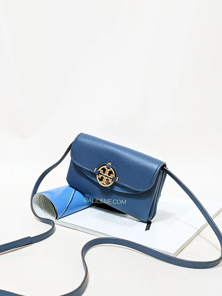 Tory Burch Miller Crossbody Wallet Bluestone