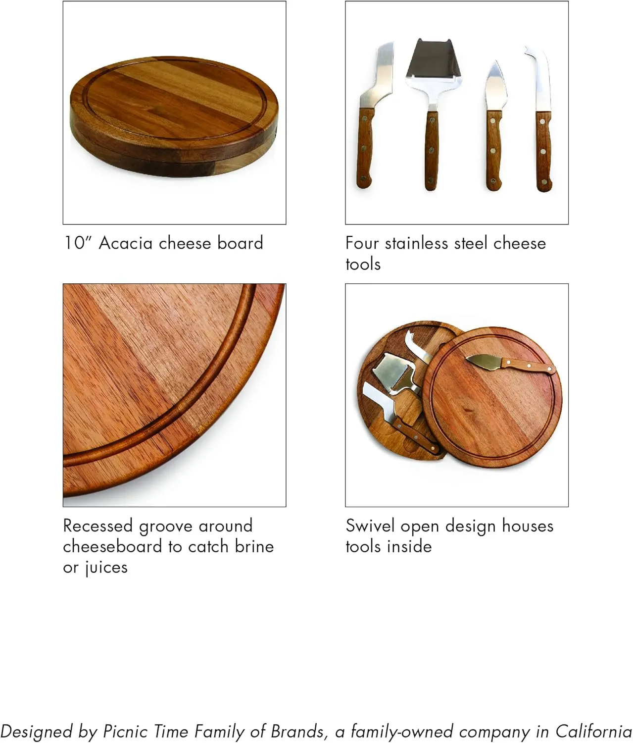 Toscana Monogram Initials T Personalized Acacia Circo Cheese Cutting Board & Tools Set