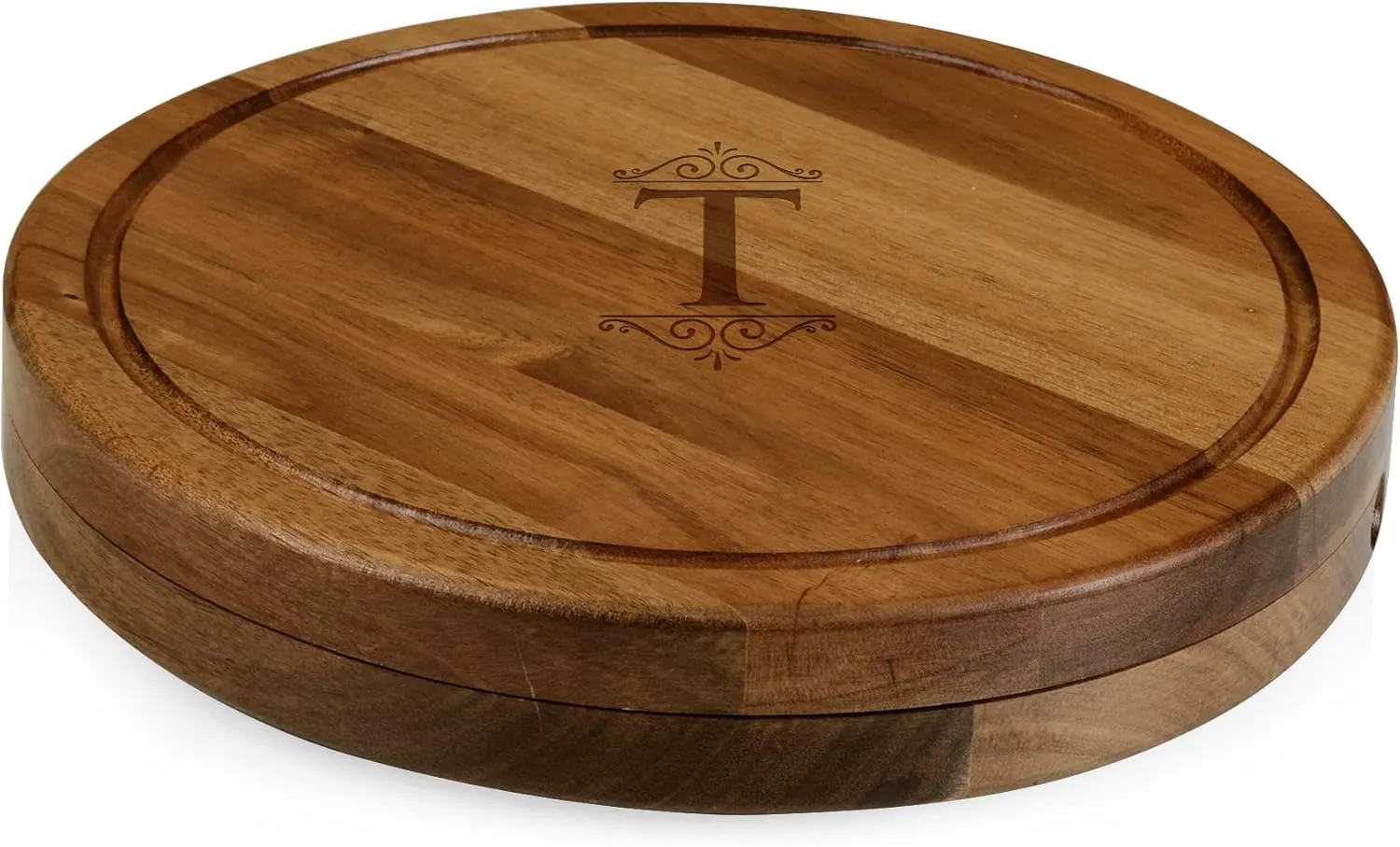 Toscana Monogram Initials T Personalized Acacia Circo Cheese Cutting Board & Tools Set