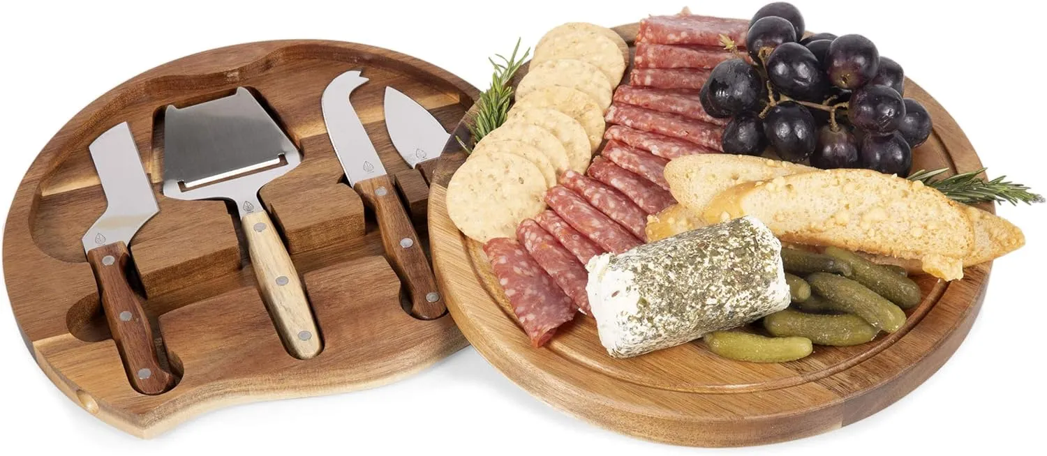 Toscana Monogram Initials T Personalized Acacia Circo Cheese Cutting Board & Tools Set