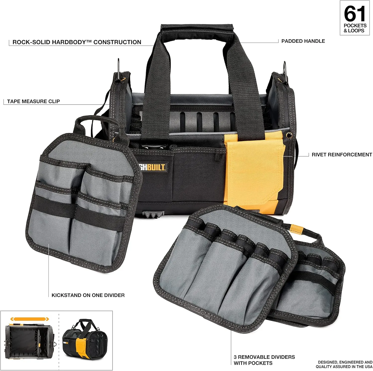 TOUGHBUILT TOU-81-12 12-Inch Modular Tote - Black/Yellow