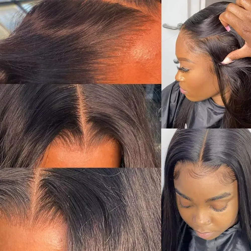 Transparent Lace Closure 5x5, Invisible Thin Swiss Lace with Free Part 12A Brazilian Straight Remy Human Hair Extensions Closure Pre Plucked with Baby Hair Natural Black 16 Inch
