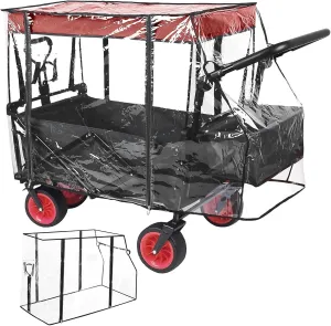 Transparent Wagon Rain Cover, Folding Cart Windproof Canopy, PVC Protective Shield for Trolley Garden Wagon