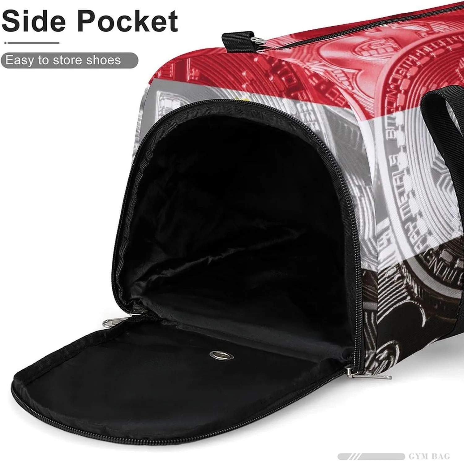 Travel Duffel with Egypt Flag Bitcoin Shoe Compartment for Gym Beach and Sports