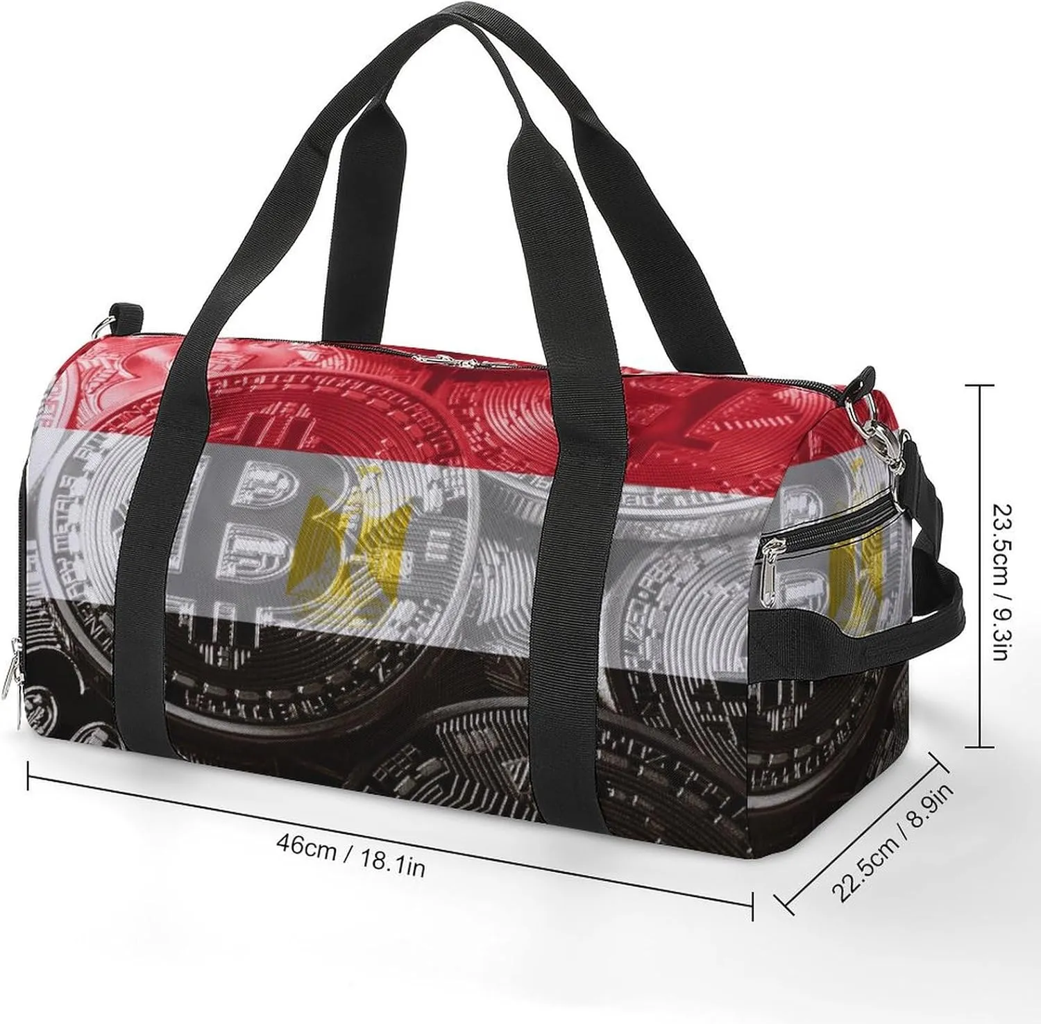 Travel Duffel with Egypt Flag Bitcoin Shoe Compartment for Gym Beach and Sports