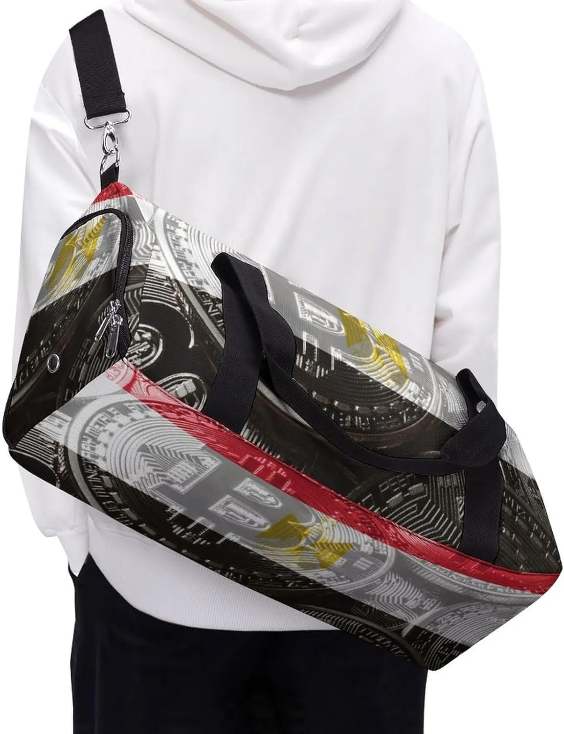 Travel Duffel with Egypt Flag Bitcoin Shoe Compartment for Gym Beach and Sports