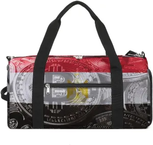 Travel Duffel with Egypt Flag Bitcoin Shoe Compartment for Gym Beach and Sports