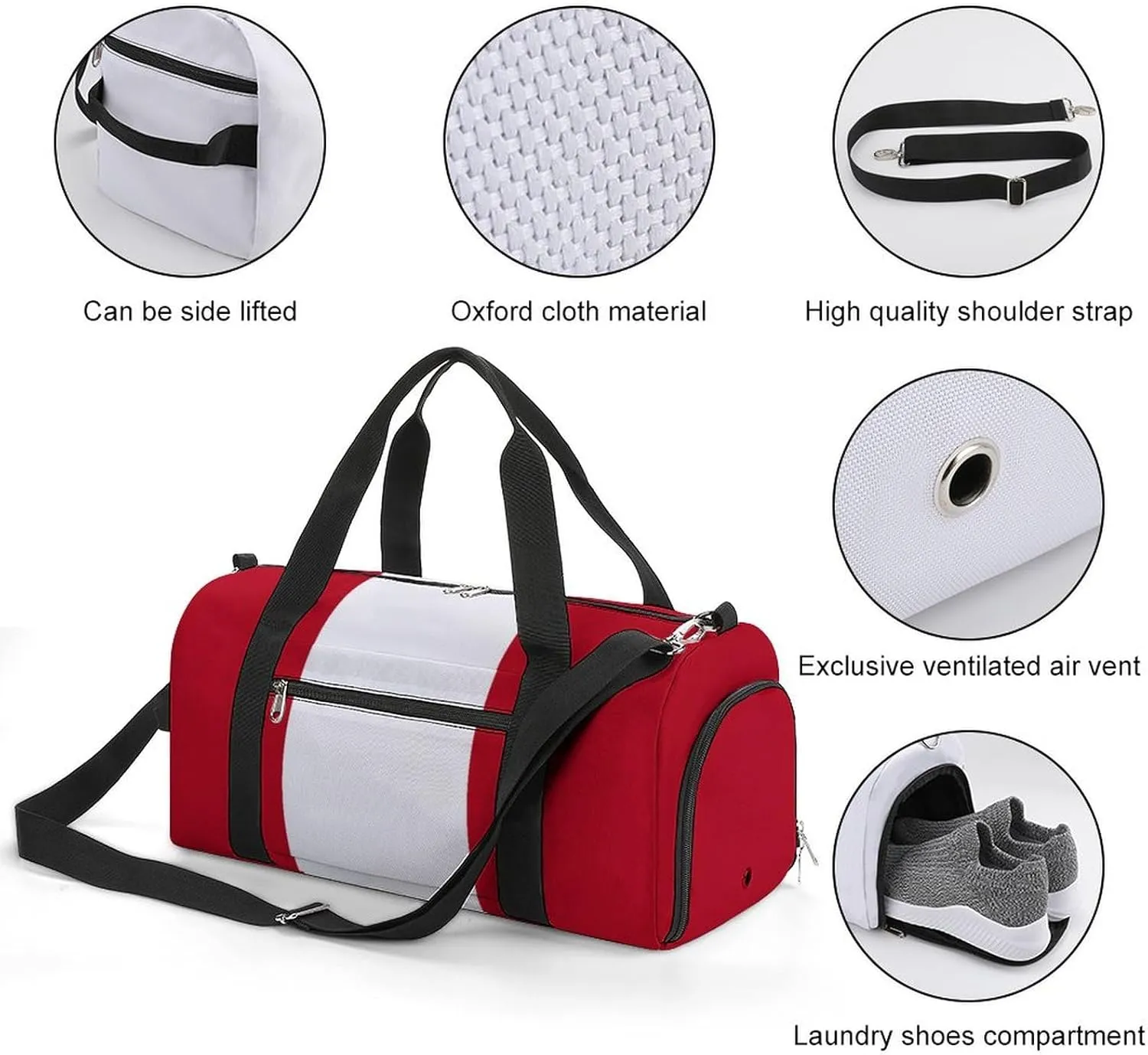 Travel Duffel with Peru Flag Shoe Compartment Gym Bag Waterproof Weekender for Yoga