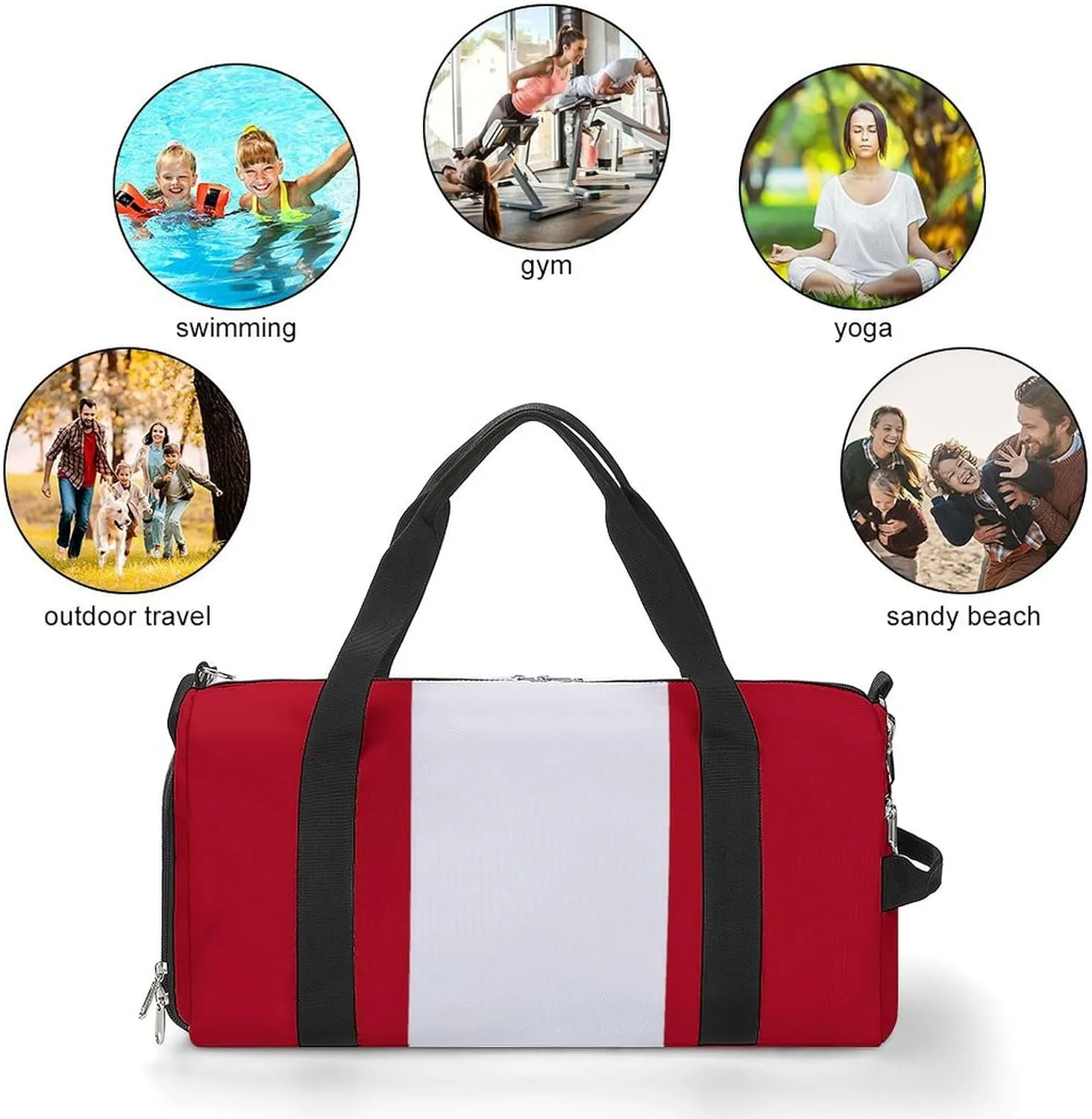 Travel Duffel with Peru Flag Shoe Compartment Gym Bag Waterproof Weekender for Yoga