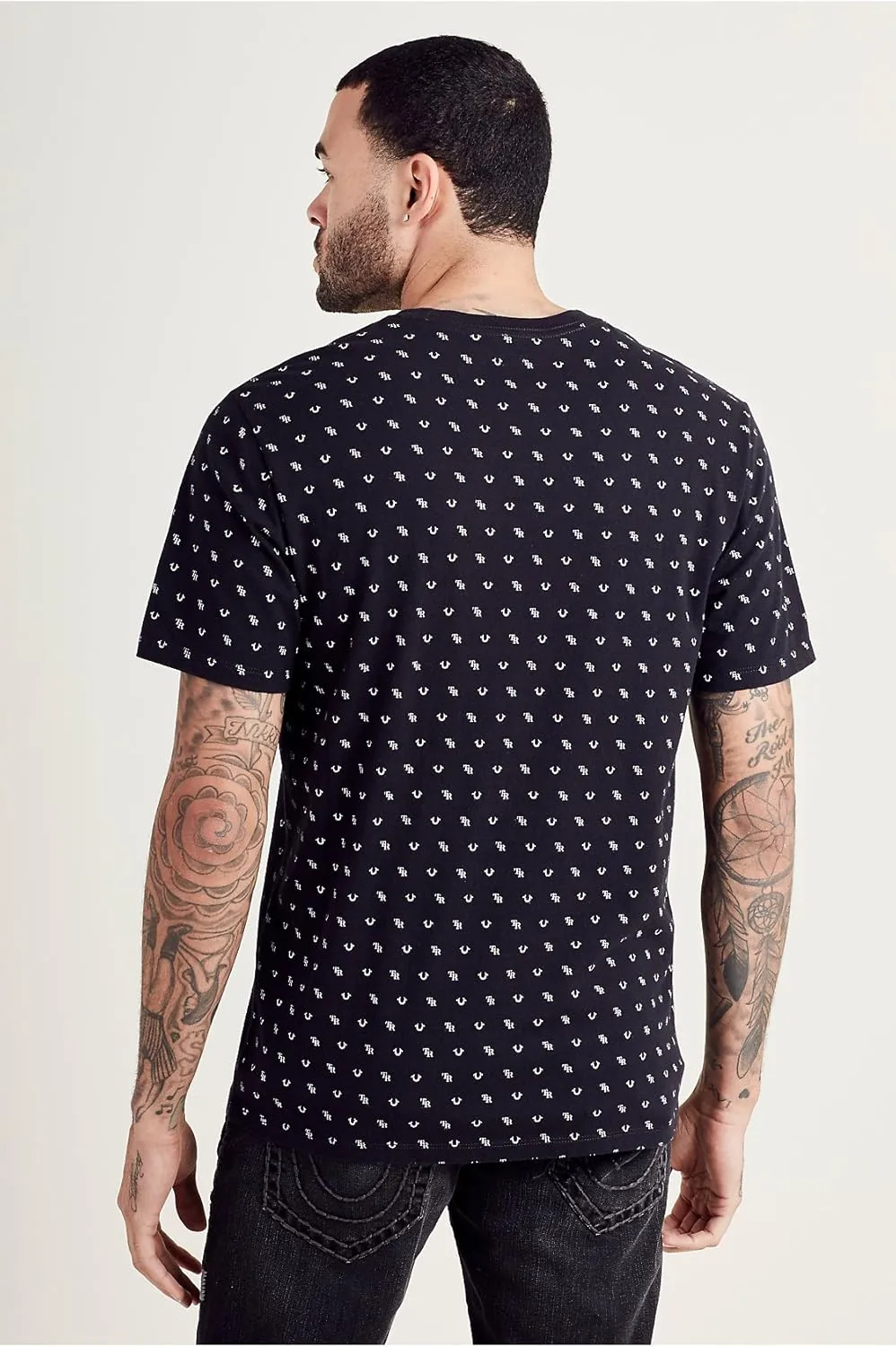True Religion Men's All Over Monogram Tee T Shirt