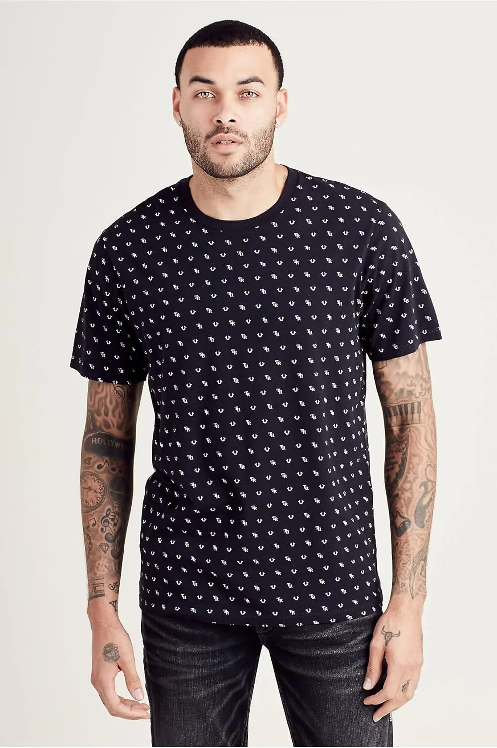 True Religion Men's All Over Monogram Tee T Shirt