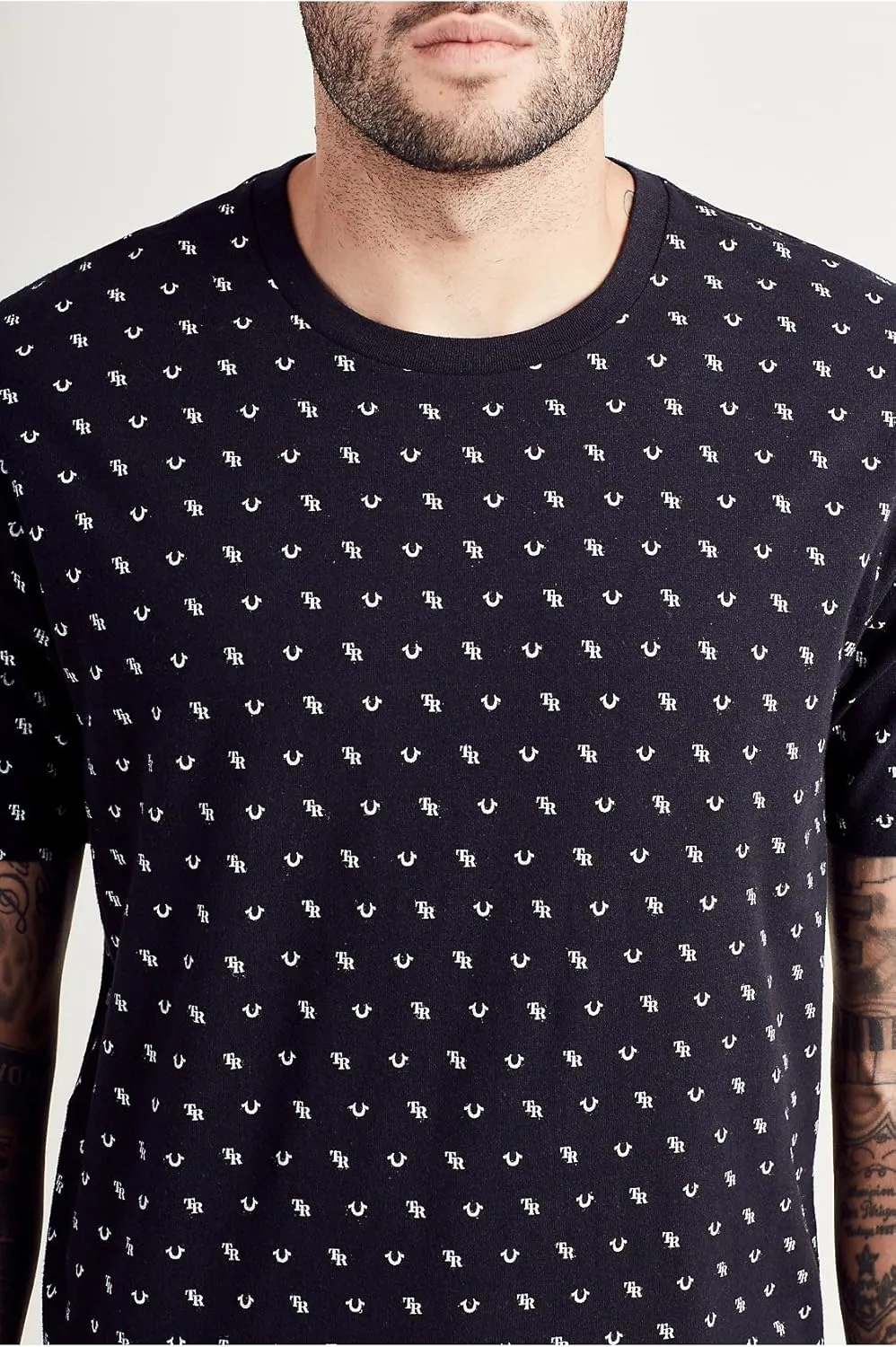 True Religion Men's All Over Monogram Tee T Shirt